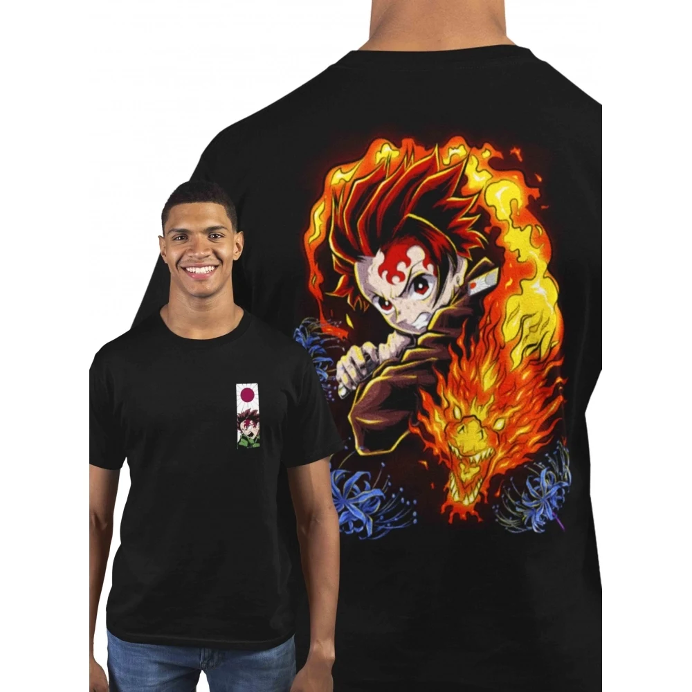 Camiseta Demon Slayer — Tanjiro Chamas